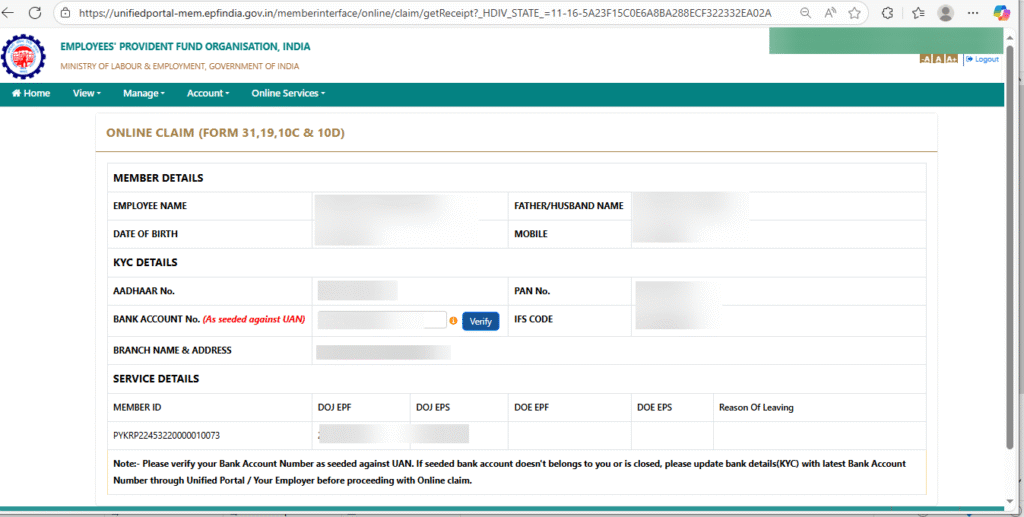 Online Claim Form 31