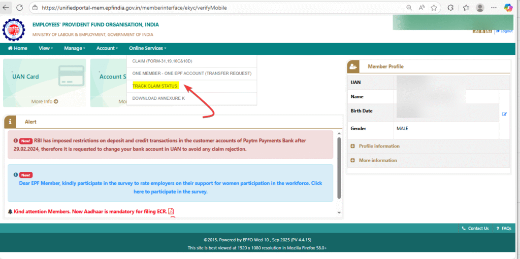 PF Withdrawal Claim Status