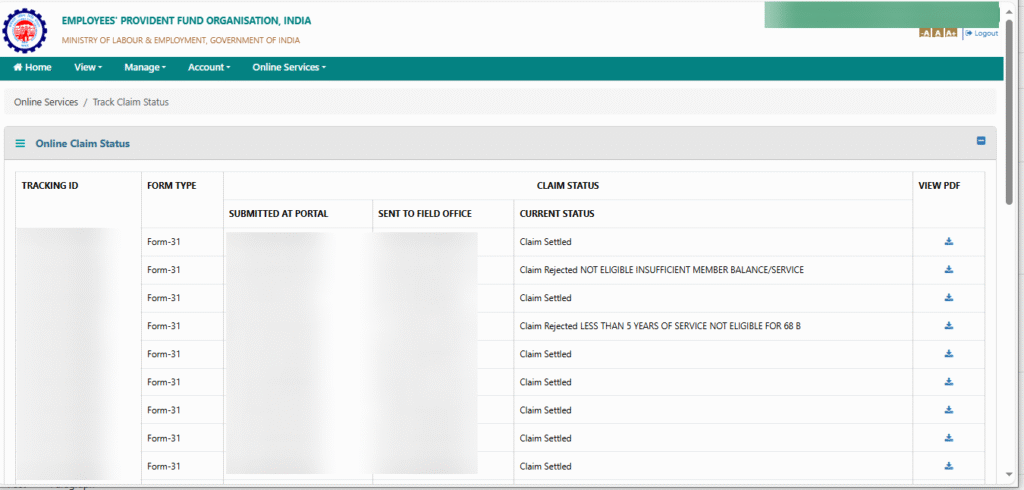 Track Claim Status